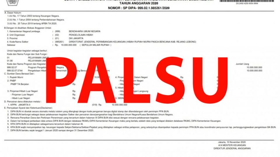 DIPA Palsu Kab. Rejang Lebong